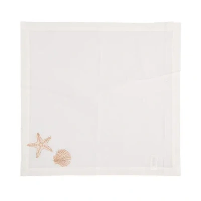 C & F Home C&f Home Sandy Coast Starfish & Shell Cloth Napkins Set Of 6 In White