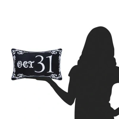 C & F Home C&f Home Gothic Script "oct 31" Halloween Small Petite Accent Pillow 8" X 12" In Black