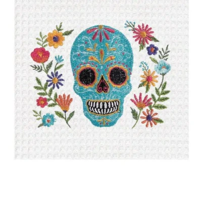 C & F Home C&f Home Aqua Sugar Skull & Flowers Towel In Multi