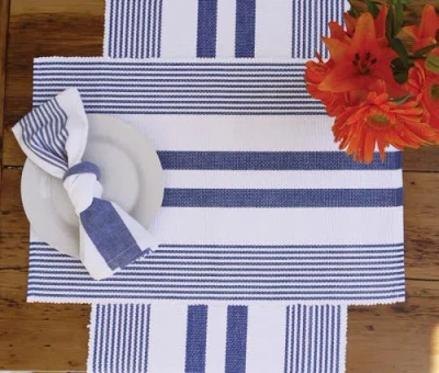 C & F Home C&f Home Blue & White Cotton Reversible 4th Of July Patriotic Woven Reversible Napkin Set Of 6 In Blue