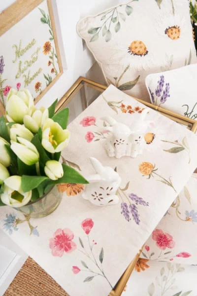 C & F Home C&f Home April Showers Table Runner 14" X 72" In Pink