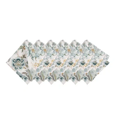 C & F Home C&f Home Braganza Teal Floral Cotton Napkins, Set Of 6 In Multi