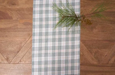 C & F Home C&f Home Sage & Gold Plaid Table Runner 13" X 72" In Blue