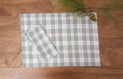 C & F Home C&f Home Sage & Gold Plaid Table Runner 13" X 72" In Blue