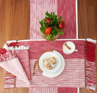 Carol & Frank Kerbey Ruby Table Runner 13" X 72" In Red