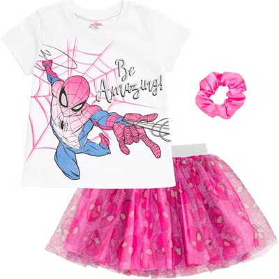 Marvel Spider-man T-shirt Skirt & Scrunchie Set In Multi