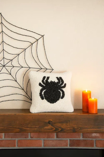 C & F Home C&f Home Spider Pattern Hooked Small Petite Halloween Accent Pillow 8" X 8" In Multi