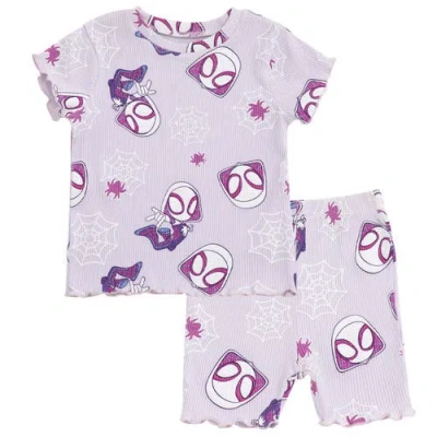 Marvel Ghost-spider Spidey And His Amazing Friends Ribbed T-shirt & Shorts Set In Purple