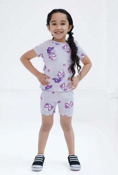 Marvel Ghost-spider Spidey And His Amazing Friends Ribbed T-shirt & Shorts Set In Purple