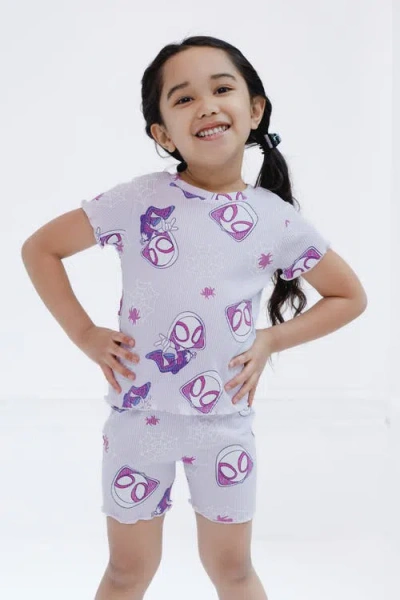 Marvel Ghost-spider Spidey And His Amazing Friends Ribbed T-shirt & Shorts Set In Purple