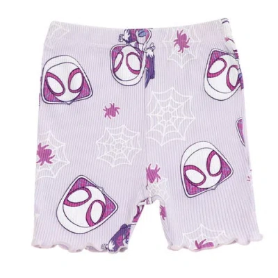 Marvel Ghost-spider Spidey And His Amazing Friends Ribbed T-shirt & Shorts Set In Purple