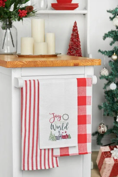 C & F Home C&f Home 27" X 18" Christmas Holiday "joy To The World" Sentiment Cotton Waffle Weave Kitchen Dish T In Multi
