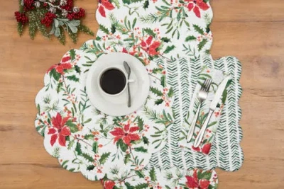 C & F Home C&f Home Silvia Poinsettia Napkin Set Of 6 In Green