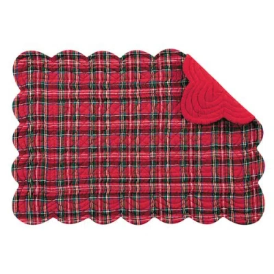 C & F Home C&f Home Red Plaid Cotton Quilted Rectangular Reversible Placemats Set Of 6, 13" X 19" In Red