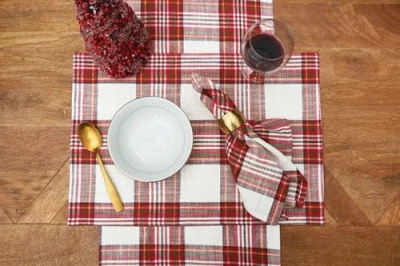 C & F Home C&f Home Gracelyn Plaid Table Runner 13" X 72" In Red