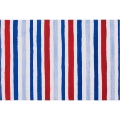 C & F Home C&f Home Patriotic Watercolor Stripes 4th Of July Cotton Tabletop Placemats, Set Of 6, 14" X 20" In Blue