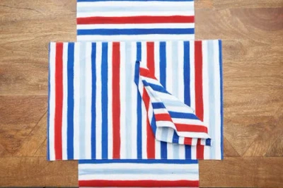 C & F Home C&f Home Patriotic Watercolor Stripes 4th Of July Cotton Tabletop Placemats, Set Of 6, 14" X 20" In Blue