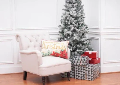 C & F Home C&f Home Merry Christmas Poinsettia Printed And Embroidered Throw Pillow, 14" X 22" In Multi