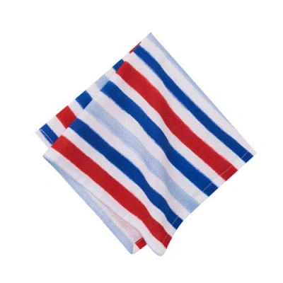 C & F Home C&f Home Watercolor Patriotic Stripe 4th Of July Cotton Napkin Set Of 6 In Multi