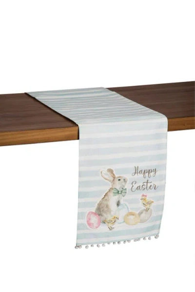 C & F Home C&f Home Spring "happy Easter" Blue Stripe Table Runner 13" X 72" In Blue