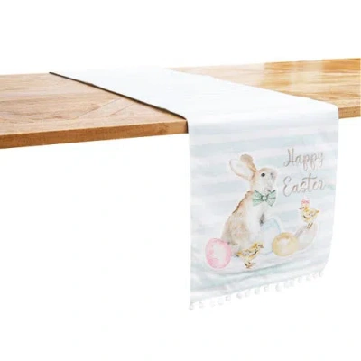 C & F Home C&f Home Spring "happy Easter" Blue Stripe Table Runner 13" X 72" In Blue