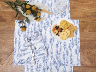 C & F Home C&f Home Blue Harvest Wheat Placemats Set Of 6, 14" X 20" In Blue
