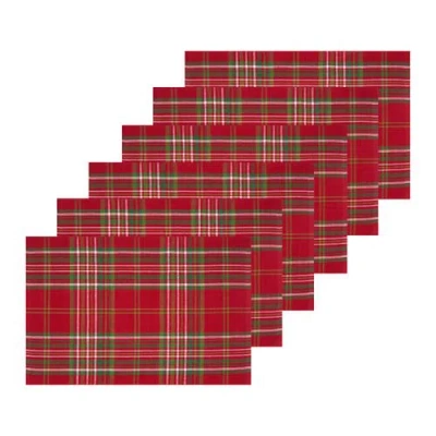 C & F Home C&f Home Jonah Plaid Placemats Set Of 6, 13" X 19" In Red