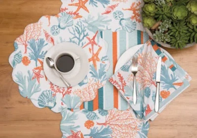 C & F Home C&f Home Tangerine Coast Placemats Set Of 6, 17" Decor In Blue