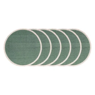 C & F Home C&f Home Fringed Aspen Round Placemats Set Of 6, 15" In Green
