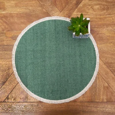 C & F Home C&f Home Fringed Aspen Round Placemats Set Of 6, 15" In Green