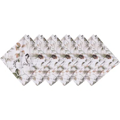 C & F Home C&f Home Mira Songbird Cotton Napkin Machine Washable Set Of 6 In White