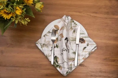 C & F Home C&f Home Mira Songbird Cotton Napkin Machine Washable Set Of 6 In White
