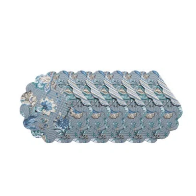 C & F Home C&f Home Morrison Round Quilted Placemats Set Of 6, 17" In Blue