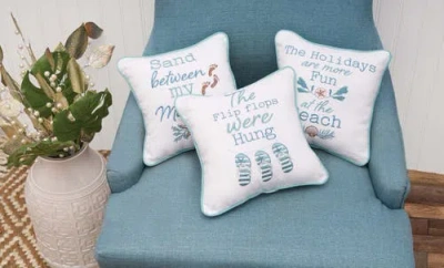 C & F Home C&f Home Flip Flops Were Hung Christmas Pillow, 10" X 10" In White