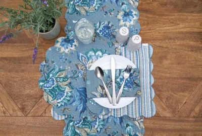 C & F Home C&f Home Morrison Round Quilted Placemats Set Of 6, 17" In Blue