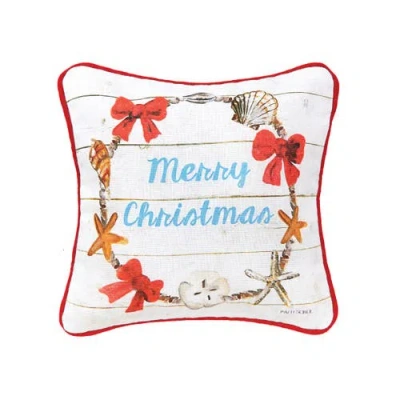 C & F Home C&f Home Merry Christmas Shell Wreath Printed & Woven Small/petite Pillow, 8" X 8" In Multi