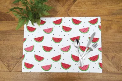 C & F Home C&f Home Watermelon Whimsy Placemats Set Of 6, 14" X 20" In White