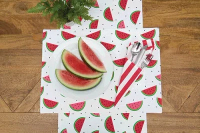 C & F Home C&f Home Watermelon Whimsy Placemats Set Of 6, 14" X 20" In White