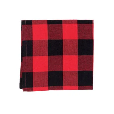 C & F Home C&f Home Franklin Black/red Check Gingham Plaid Woven Napkin Set Of 6 In Red