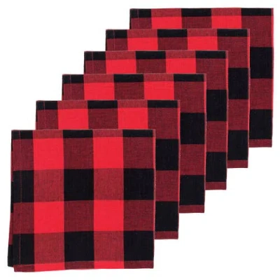 C & F Home C&f Home Franklin Black/red Check Gingham Plaid Woven Napkin Set Of 6 In Red