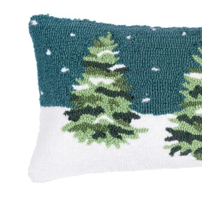 C & F Home C&f Home Winter Forest Hooked Throw Pillow, 12" X 24" In Green