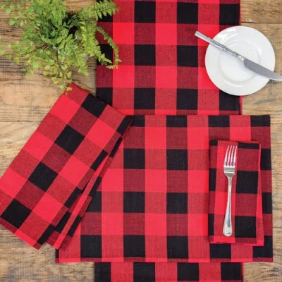 C & F Home C&f Home Franklin Black/red Check Gingham Plaid Woven Napkin Set Of 6 In Red