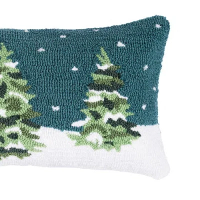 C & F Home C&f Home Winter Forest Hooked Throw Pillow, 12" X 24" In Green