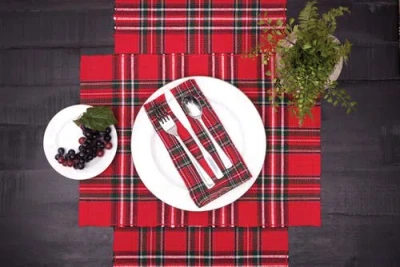 C & F Home C&f Home Arlington Plaid Table Runner 13" X 72" In Red