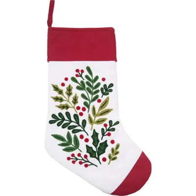 C & F Home C&f Home 8.5" X 20" Botanical Holly Leaves Berries Branch Christmas Stocking In Red