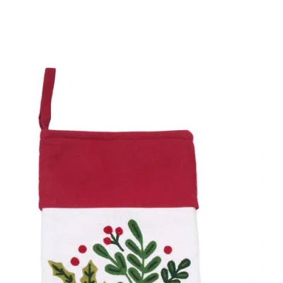 C & F Home C&f Home 8.5" X 20" Botanical Holly Leaves Berries Branch Christmas Stocking In Red