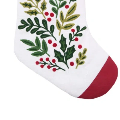 C & F Home C&f Home 8.5" X 20" Botanical Holly Leaves Berries Branch Christmas Stocking In Red