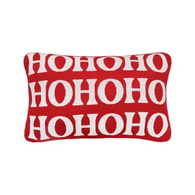 C & F Home C&f Home Ho Ho Ho Reversible Knitted Christmas Throw Pillow, 14" X 22" In Red
