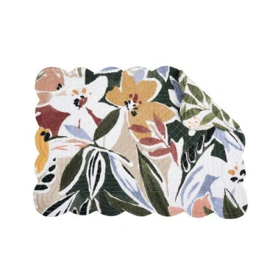 C & F Home C&f Home Joelle Floral Flowers Palm Leaf Vibrant Scalloped Placemats Set Of 6, 13" X 19" In Multi