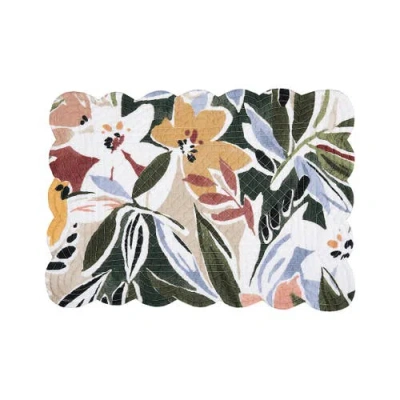 C & F Home C&f Home Joelle Floral Flowers Palm Leaf Vibrant Scalloped Placemats Set Of 6, 13" X 19" In Multi